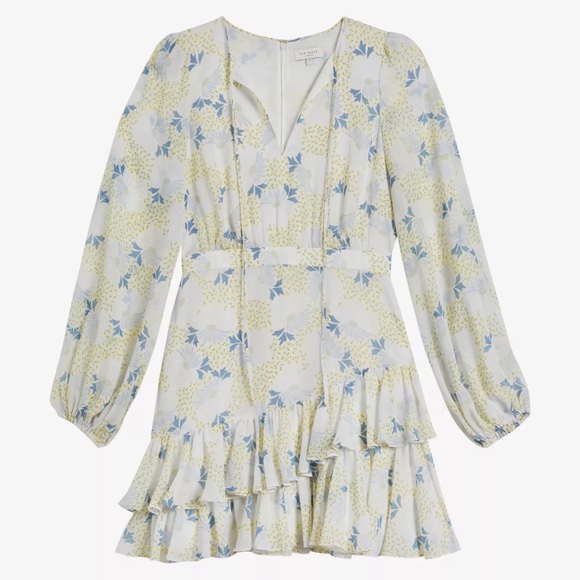 Ted Baker Dresses & Skirts - Ted Baker Suziiee floral-print woven mini dress With Asymmetric Ruffles Size 0